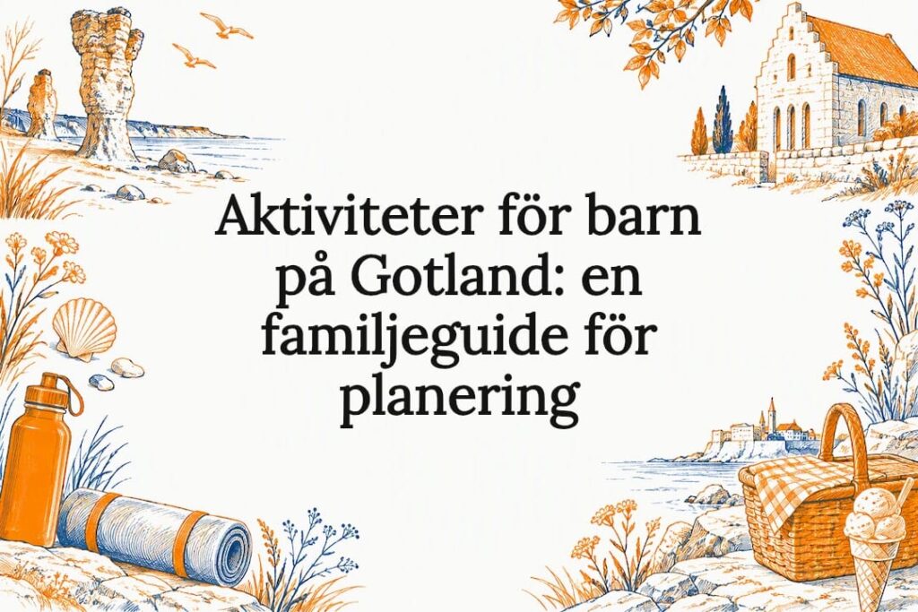 Illustrerad framsida för familjeaktiviteter på Gotland