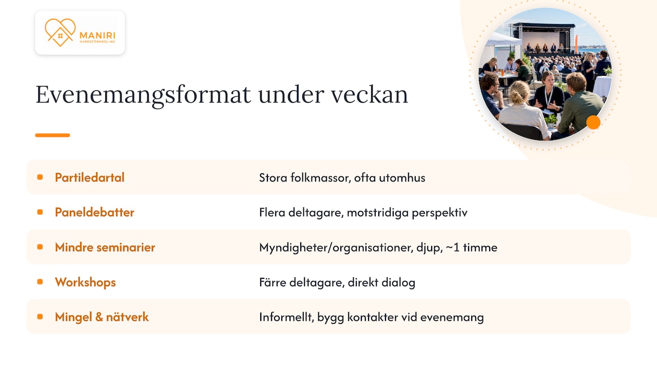 En översikt över fem olika evenemangsformat