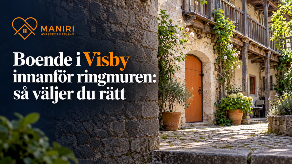 Stenlagd innergård i Visby med Maniris guide till boende innanför ringmuren.